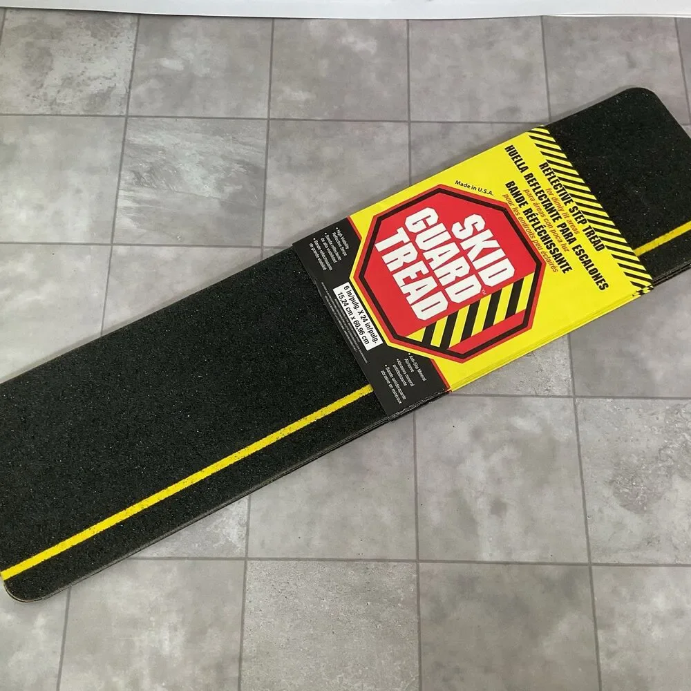 SKID GUARD 6” W X 24”Black/Yellow Stair Tread. New
